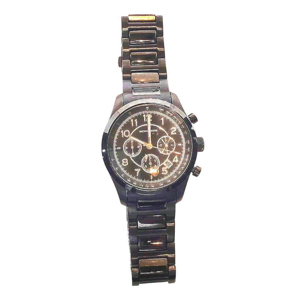 Michael Kors Men's Chronograph Watch Black Stainless Steel MK-8192 - Picture 1 of 10